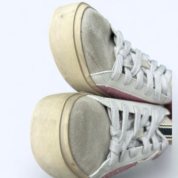 Shu Shop REBA White & Pink Sparkle Tennis Shoes Fashion Sneaker size 6.5 Glitter - Picture 7 of 13